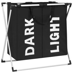 vidaXL Καλάθι Διαχωρισμού Απλύτων με 2 Τμήματα Μαύρο