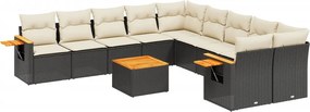 vidaXL Patio Sofa Set 11-θέσια Black and Cream