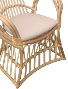 Πολυθρόνα Boloni Inart με μπεζ μαξιλάρι-φυσικό rattan 100x67x120εκ