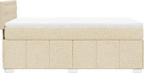 vidaXL Κρεβάτι Boxspring με Στρώμα Κρεμ 90x200 εκ.Υφασμάτινο
