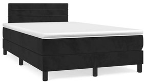 Κρεβάτι Boxspring με Στρώμα Μαύρο 120x190 εκ. Βελούδινο
