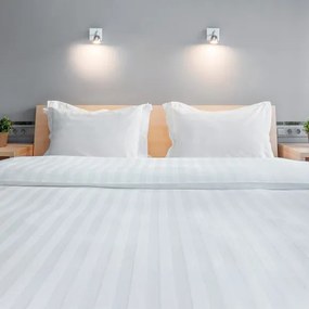 Beauty Home Σεντόνι υπέρδιπλο ξενοδοχείου Silky Percal Pennie Art Ε1023 250TC Satin Stripe 100% Cotton Λευκό 240x275