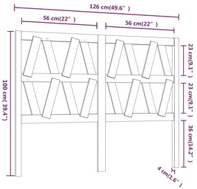 vidaXL Κεφαλάρι Κρεβατιού Γκρι 126 x 4 x 100 εκ. από Μασίφ Ξύλο Πεύκου