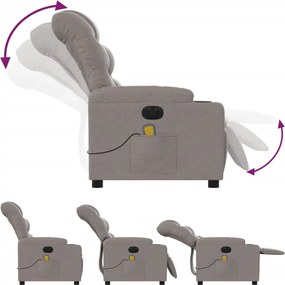 vidaXL Πολυθρόνα Μασάζ Ηλεκτρική Ανακλινόμενη Taupe Υφασμάτινη