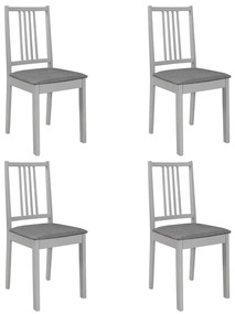 vidaXL Καρέκλες Τραπεζαρίας με Μαξιλάρια 4 τεμ. Γκρι από Μασίφ Ξύλο