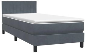 Κρεβάτι Boxspring με Στρώμα Σκούρο Γκρι 90x210 εκ. Βελούδινο - Γκρι