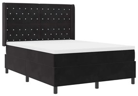 vidaXL Κρεβάτι Box Spring LED με Στρώμα Μαύρο 140 x 200 cm Βελούδο