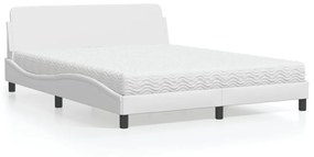 Κρεβάτι με Στρώμα Λευκό 160x200εκ.από Συνθετικό Δέρμα
