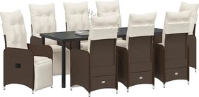 vidaXL Σέτ φαγητού για κήπο 9 pcs Καφέ συνθετικό ρατάν