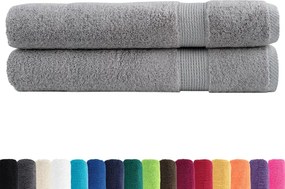 vidaXL Πετσέτες Premium SOLUND 2 τεμ. Γκρι 100x200 εκ. 600 γρ./μ²