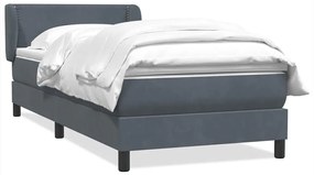 Κρεβάτι Boxspring με Στρώμα Σκούρο Γκρι 90x210 εκ. Βελούδινο - Γκρι