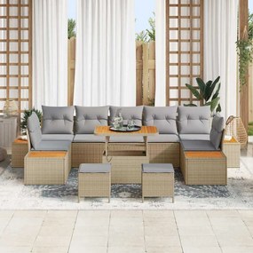 vidaXL Σετ Καναπέ Κήπου 10 pcs Μπεζ, Ανοιχτό Γκρι 90 x 55 x 71 cm