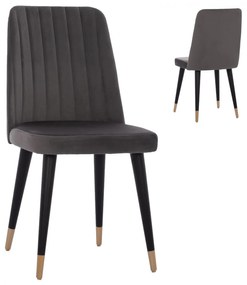 CHAIR “MARISOL”  GREY VELVET WITH WOODEN LEGS 47x57x91H CM.