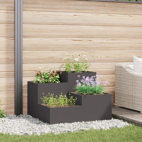 vidaXL Κήπος Γλάστρα 80x80x60 εκ Μαύρο Χάλυβα