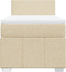 vidaXL Κρεβάτι Boxspring με Στρώμα Κρεμ 90x200 εκ.Υφασμάτινο