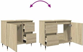 vidaXL Ντουλάπι Νιπτήρα Μπάνιου Sonoma Δρυς 65x33x60 εκ. Επεξ. Ξύλο