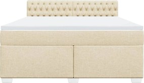 vidaXL Κρεβάτι Boxspring με Στρώμα Κρεμ 180x200 εκ. Υφασμάτινο
