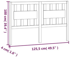 vidaXL Κεφαλάρι Κρεβατιού Γκρι 125,5 x 4 x 100 εκ. Μασίφ Ξύλο Πεύκου