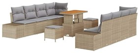 vidaXL Σετ Καναπέ Κήπου με μαξιλάρι 11 pcs Μπεζ Πολυ ράταν