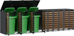 vidaXL Αποθήκη τροχήλατου κάδου για 3 κάδους Ατσάλι Ανθρακί