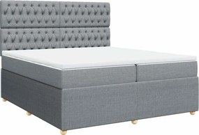vidaXL Κρεβάτι Boxspring με Στρώμα Ανοιχτό Γκρι 200x200 εκ. Υφασμάτινο