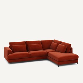 Γωνιακός καναπές δεξιός, βελούδινος, Marsile