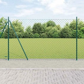 vidaXL Φράχτης από αλυσίδα με στήλες Πράσινο 1.4 x 25 m Ατσάλι