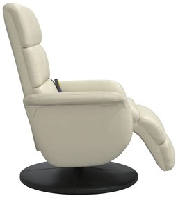 vidaXL Πολυθρόνα Μασάζ Ανακλινόμενη με Υποπόδιο Κρεμ από Συνθ. Δέρμα