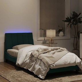 Πλαίσιο Κρεβατιού με LED Σκούρο Πράσινο 90x190 εκ. Βελούδινο - Πράσινο