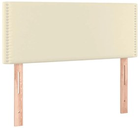 Κρεβάτι Boxspring με Στρώμα Κρεμ 100x200εκ. από Συνθετικό Δέρμα - Κρεμ