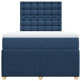 vidaXL Κρεβάτι Boxspring με Στρώμα Μπλε 120x200 εκ. Υφασμάτινο