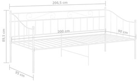 Πλαίσιο για Καναπέ - Κρεβάτι Λευκό 90 x 200 εκ. Μεταλλικό - Λευκό