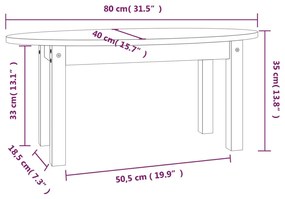 Τραπεζάκι Σαλονιού Καφέ Μελί 80x40x35 εκ. Μασίφ Ξύλο Πεύκου - Καφέ