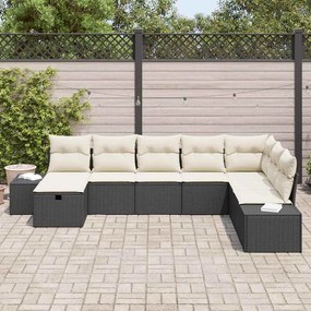 vidaXL Σετ Καναπέ Κήπου με μαξιλάρι 8 pcs Μαύρο Πολυ ράταν