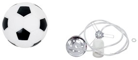 GloboStar® FOOTBALL 00643 Μοντέρνο Κρεμαστό Παιδικό Φωτιστικό Οροφής Μονόφωτο 1 x E27 Μαύρο Λευκό Γυάλινο Φ15 x Υ18cm