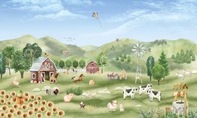 Farm Joy Ταπετσαρια Τοιχου Πρασινο Επιθυμητη Διασταση