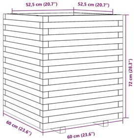 Ζαρντινιέρα Καφέ Κεριού 60x60x72 εκ. από Μασίφ Ξύλο Πεύκου - Καφέ