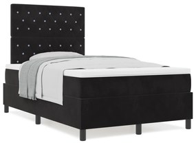 vidaXL Κρεβάτι Box Spring  με στρώμα Μαύρο 120x200 εκ Βελούδο