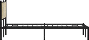 vidaXL Σκελετός Κρεβ. Χωρίς Στρώμα Sonoma Δρυς 150x200 εκ. Μεταλλικό