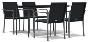 vidaXL Σετ Τραπεζαρίας Κήπου 5 τεμ. Συνθ. Ρατάν / Ατσάλι με Μαξιλάρια