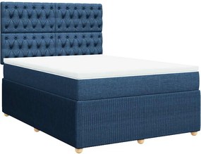 vidaXL Κρεβάτι Boxspring με Στρώμα Μπλε 160x200 εκ. Υφασμάτινο