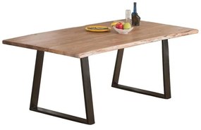 WOODWELL ΕΑ7100,SWLIZARD-W Slim Τραπέζι Τραπεζαρίας, Μέταλλο Βαφή Μαύρο, Ξύλο Ακακία Φυσικό 200x100x78cm Solid Wood 25mm ΕΑ7100,SW