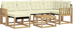 vidaXL Σειρά Καναπέ Εξωτερικού με μαξιλάρι 7 pcs Λευκό και Κρεμ
