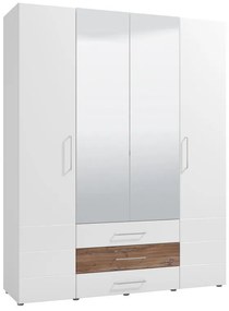 Ντουλάπα Masilia 4K3F2O Λευκό - Flagstaff - Λευκό Γυαλιστερό 179x56,5x226,5 εκ. 179x56.5x226.5 εκ.