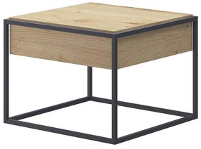 Τραπεζάκι Σαλονιού Με Συρτάρι Enjoy 40112-ENJ 60x42x60cm Natural-Black Melamine, Metal