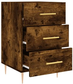 vidaXL Κομοδίνο Καπνιστή Δρυς 40 x 40 x 66 εκ. από Επεξεργασμένο Ξύλο
