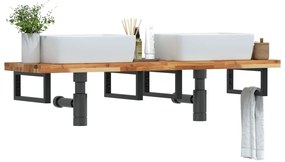 Ράφι Νιπτήρα Τοίχου από Ατσάλι / Μασίφ Ξύλο Ακακίας