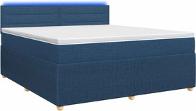 vidaXL Κρεβάτι box spring με στρώμα Μπλε 140 x 190 cm Ύφασμα