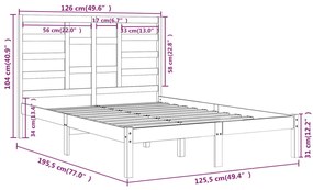 Πλαίσιο Κρεβατιού Λευκό 120x190 εκ. Μασίφ Ξύλο Small Double - Λευκό