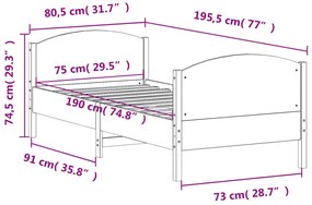 ΠΛΑΙΣΙΟ ΚΡΕΒΑΤΙΟΥ ΚΕΦΑΛΑΡΙ ΛΕΥΚΟ 75X190ΕΚ. ΜΑΣΙΦ ΠΕΥΚΟ 842575